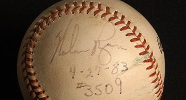 Autographed baseball pitched for Nolan Ryan's 3,509th strikeout