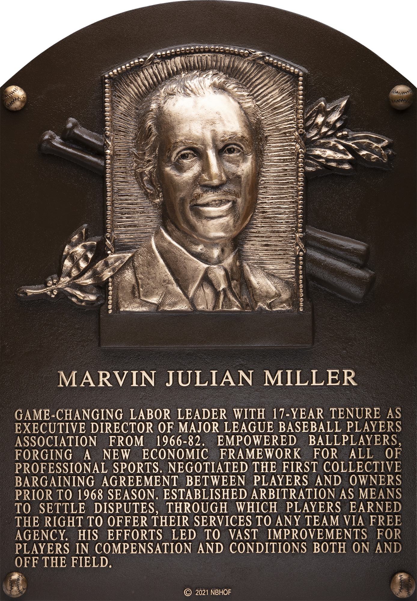 Marvin Miller Hall of Fame plaque