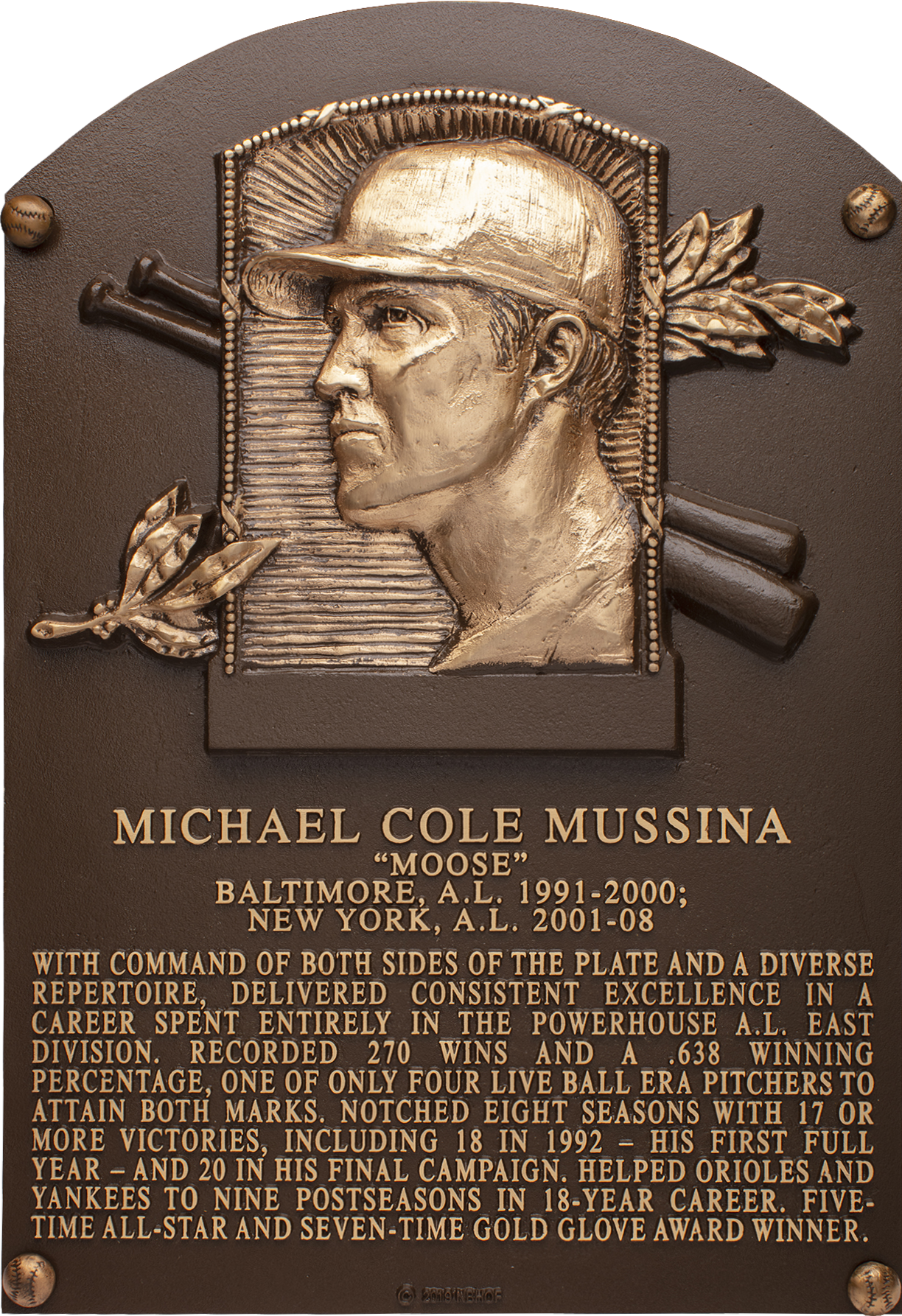 Mike Mussina Hall of Fame plaque