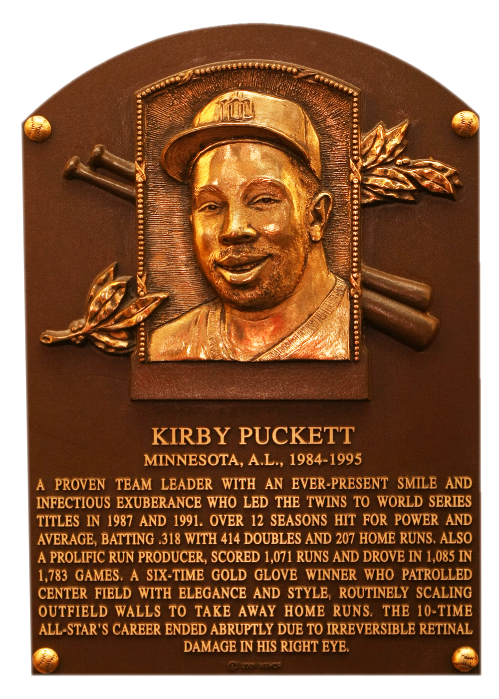 Kirby Puckett Hall of Fame plaque