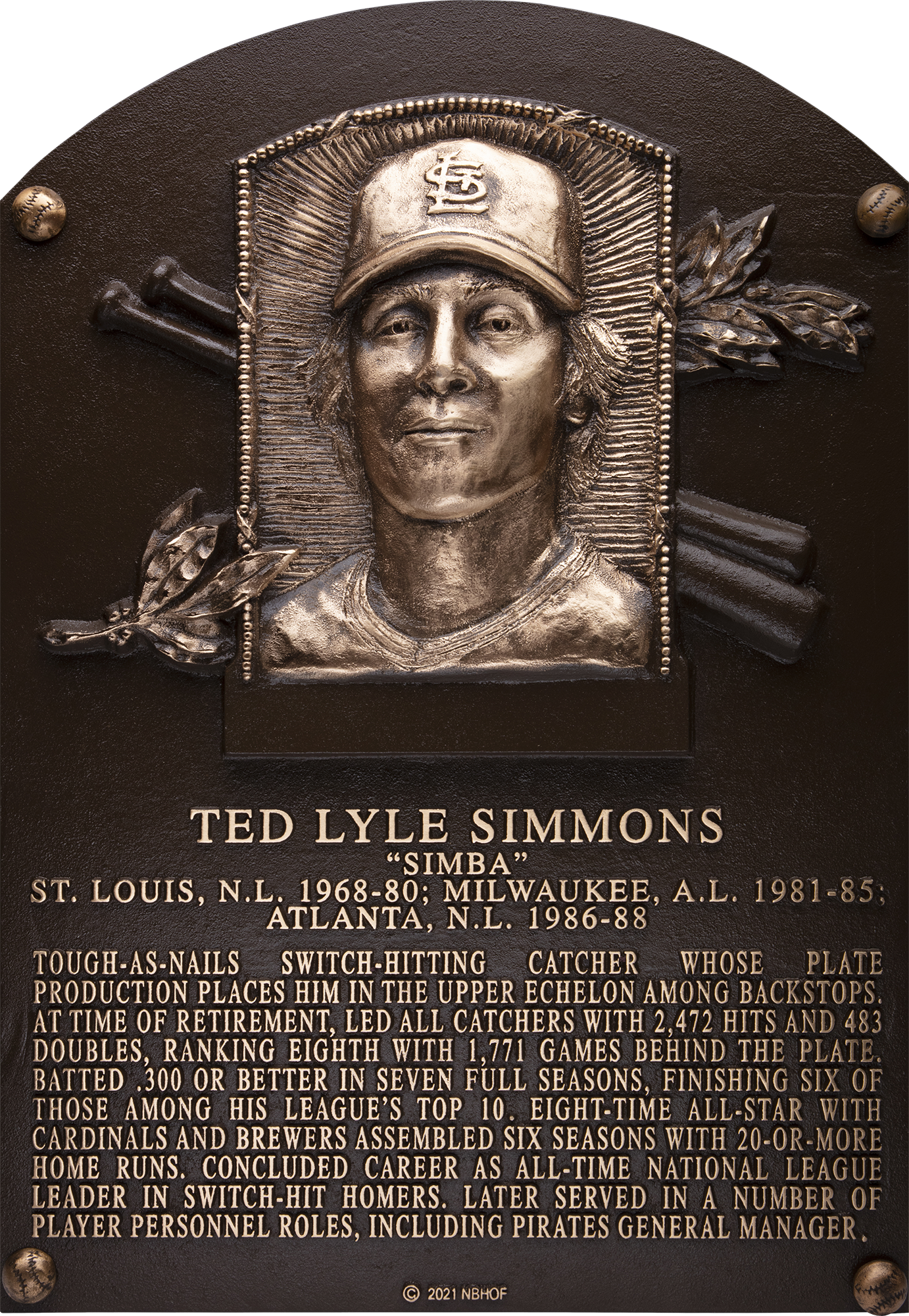 Ted Simmons Hall of Fame plaque