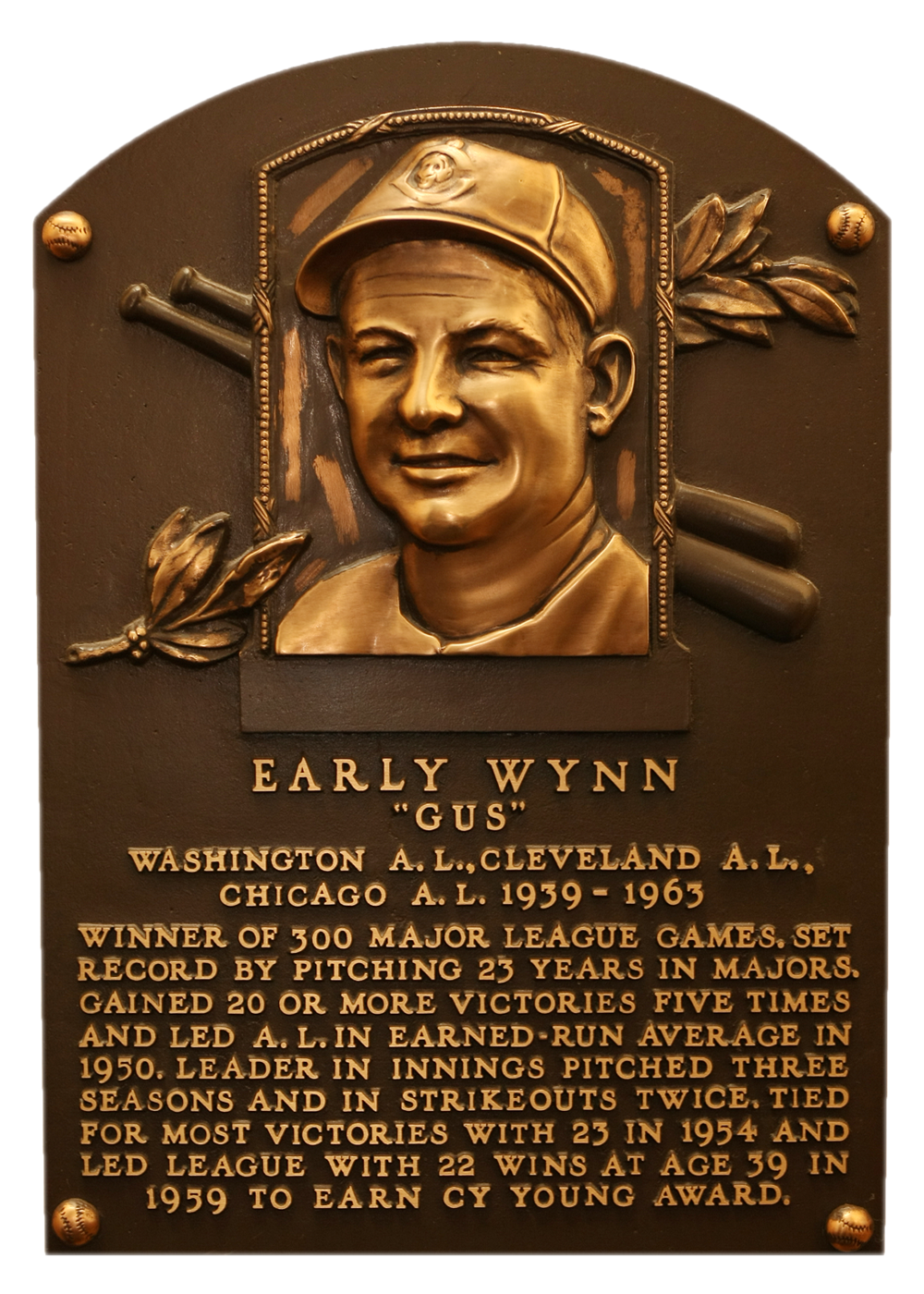 Early Wynn Hall of Fame plaque