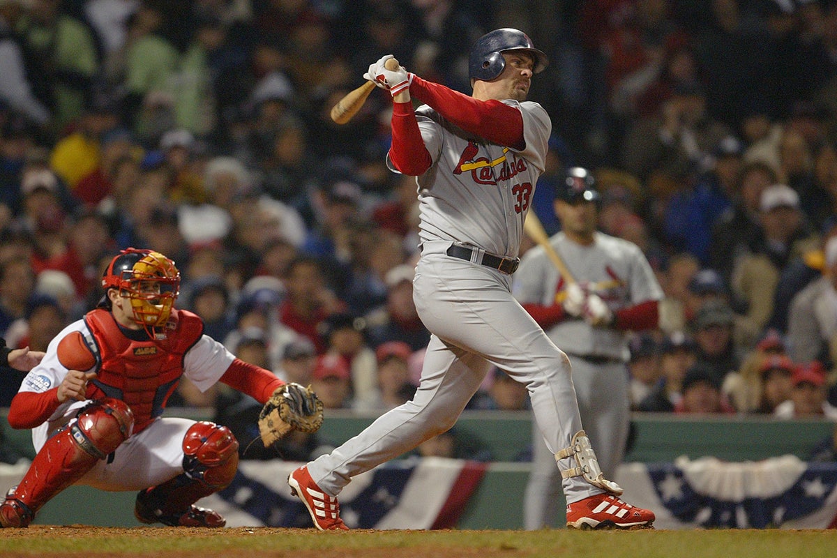 Larry Walker bats during 2004 World Series