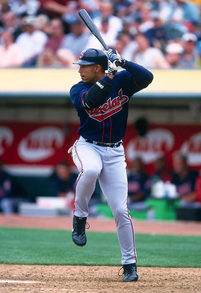 David Justice bats for Cleveland