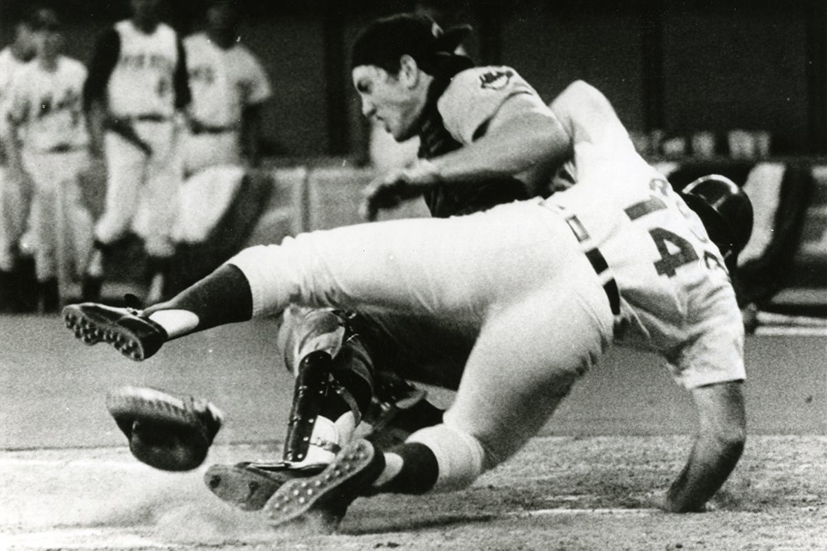 Pete Rose collides with Ray Fosse during 1970 MLB All-Star Game