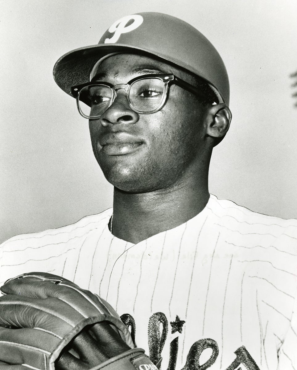 Dick Allen wearing helmet