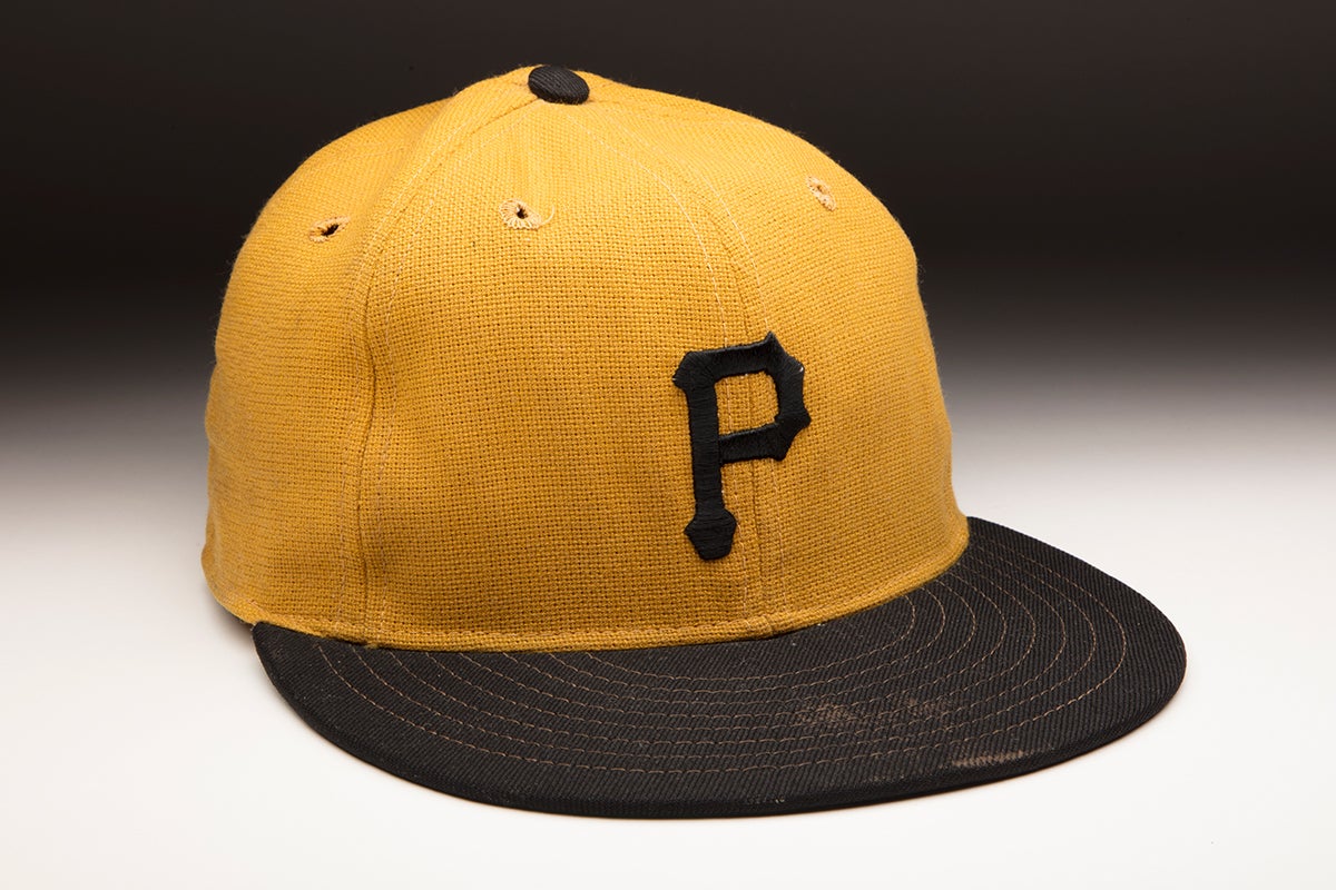 Pirates cap worn by Roberto Clemente on Sept. 30, 1972