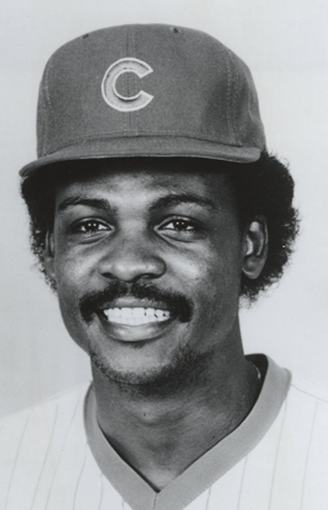 Thad Bosley head and shoulders portrait in Cubs uniform