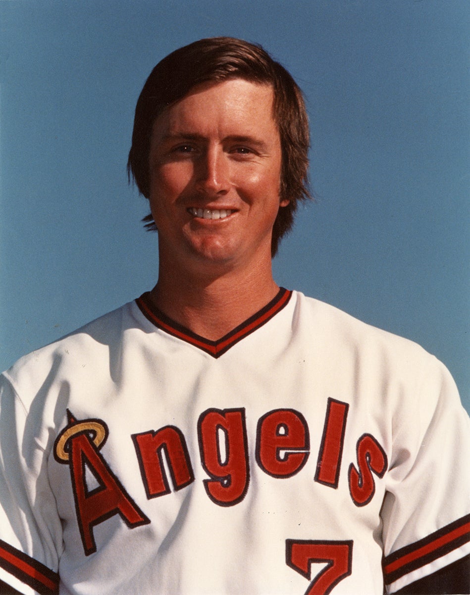 Dave Chalk smiles in Angels uniform