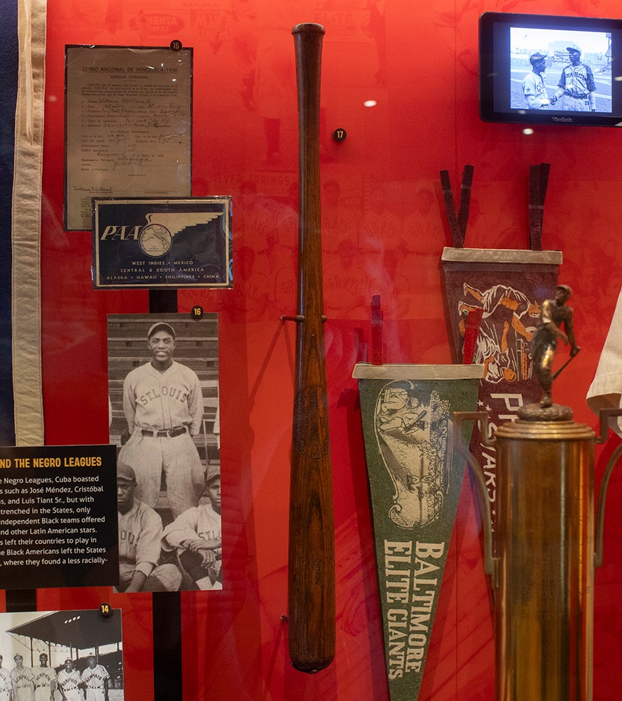 Martín Dihigo bat on display in The Souls of the Game