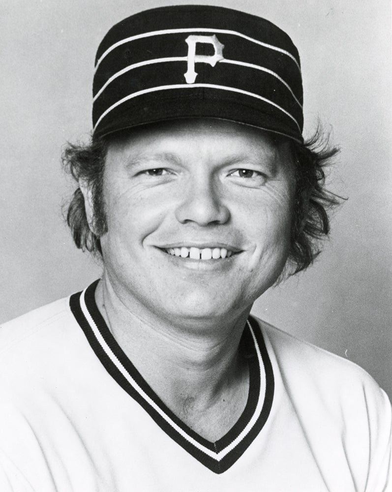 Head and shoulders portrait of Terry Forster in Pirates uniform