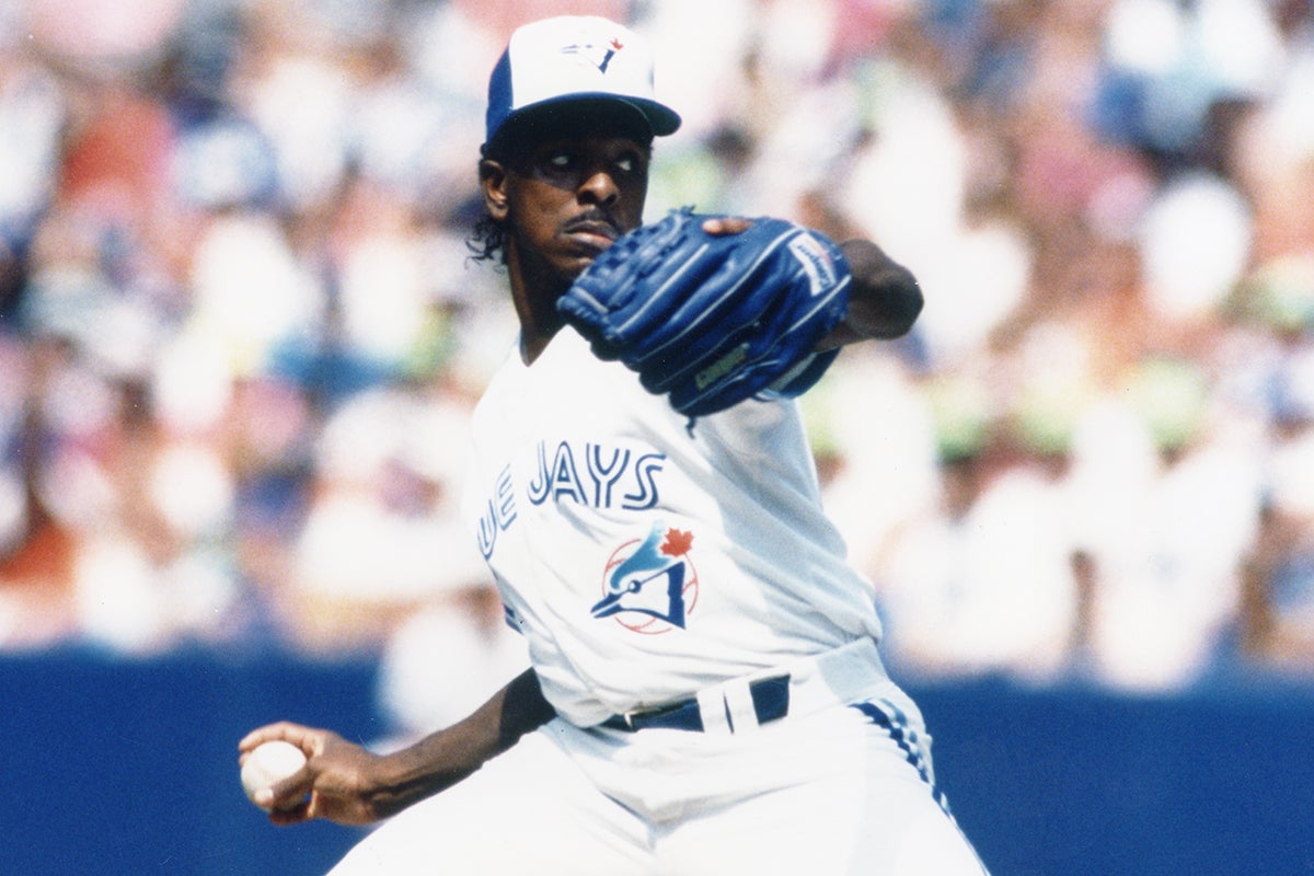 Juan Guzmán pitches for Blue Jays