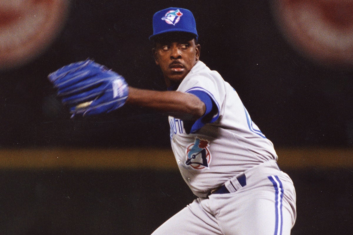 Juan Guzmán pitches for Toronto