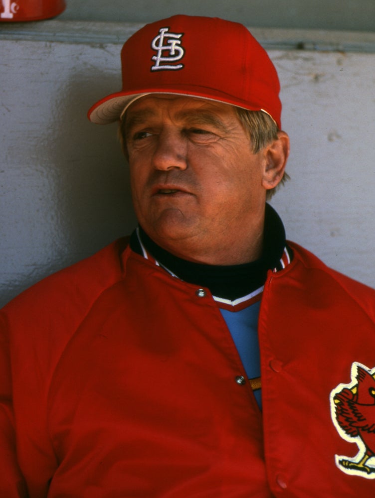 Whitey Herzog in Cardinals dugout