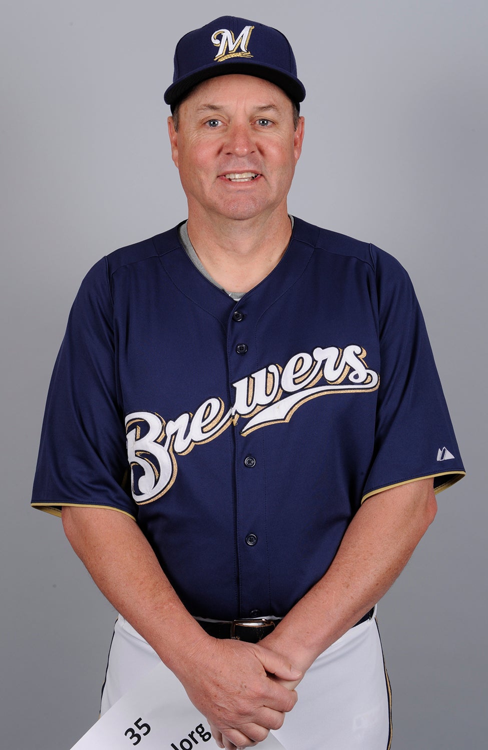 Garth Iorg portrait in Brewers jersey