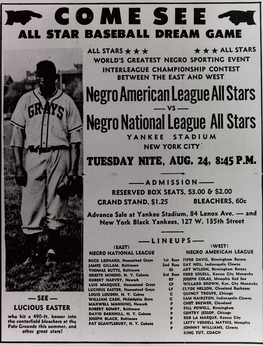 News clipping advertising game between Negro American League and Negro National League All-Stars