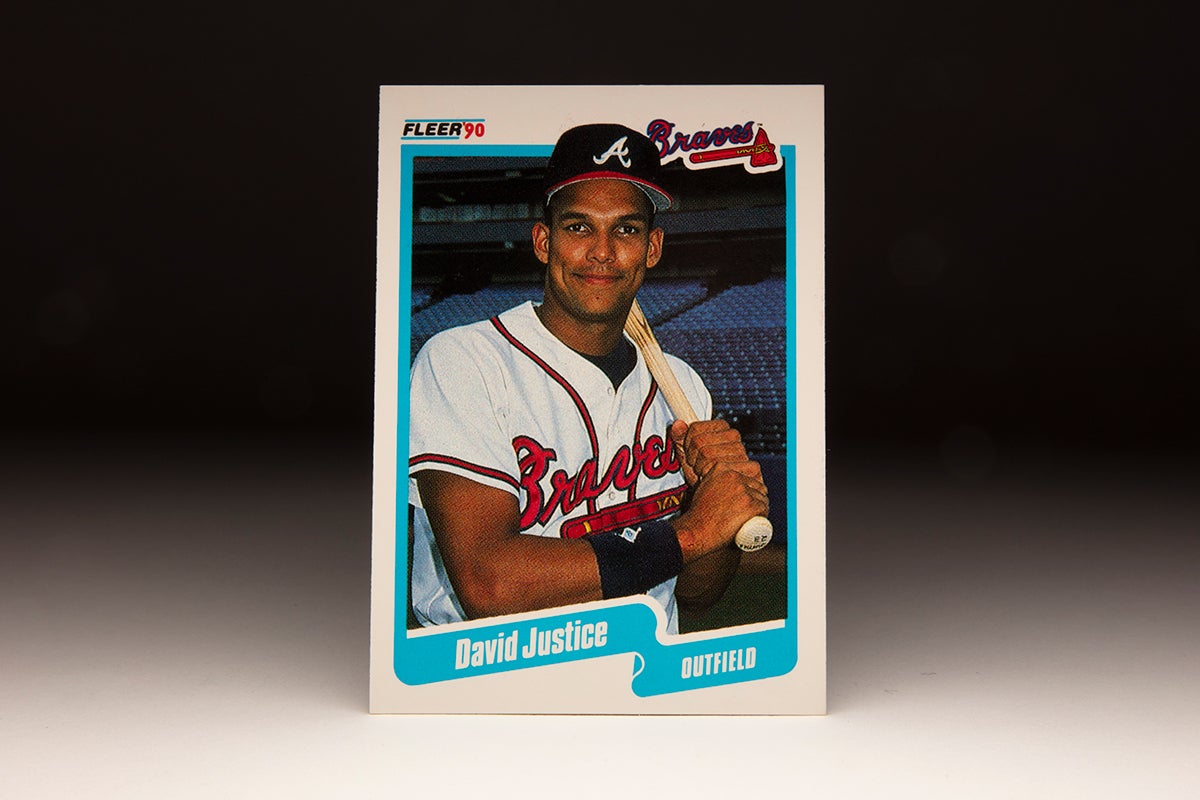 Front of 1990 Fleer David Justice card