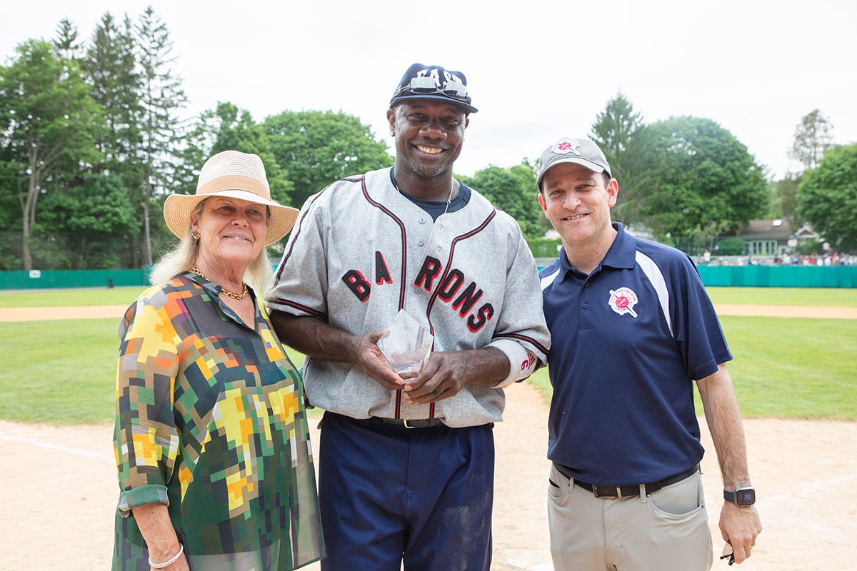 Hall of Fame Chairman of the Board Jane Forbes Clark, Ryan Howard and President Josh Rawitch